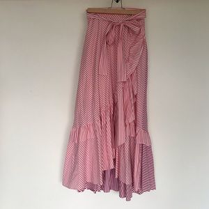 Maeve Ruffle stripe skirt